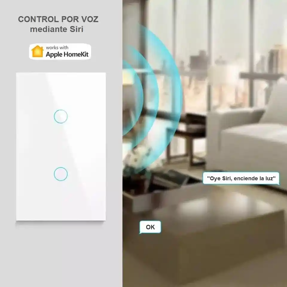 Interruptor Inteligente Doble Blanco Apple Homekit, Alexa & Google Home