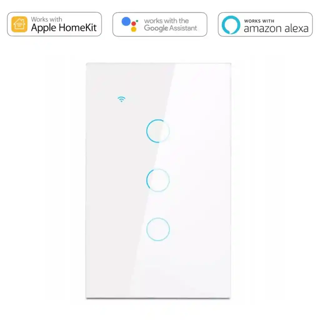 Interruptor Inteligente Triple Blanco Apple Homekit, Alexa & Google Home