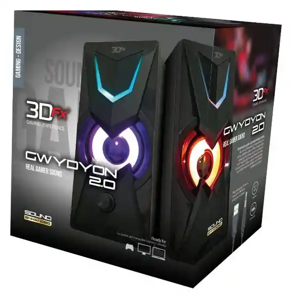 3dfx Gaming Parlantes Gwydyon 2.0 Conector Usb Y 3.5mm