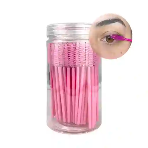 100 Cepillos Rosados Para Pestañas
