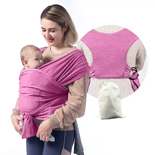 Fular Portabebe Semielástico Ergonómico Ajustable Color Rosado