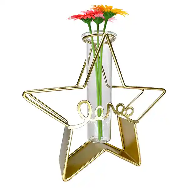 Florero Decorativo Estrella Minimalista Estilo Nórdico Dorado