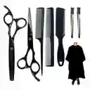 Pack Barbería Corte Cabello Tijeras Capa Peines Pinzas