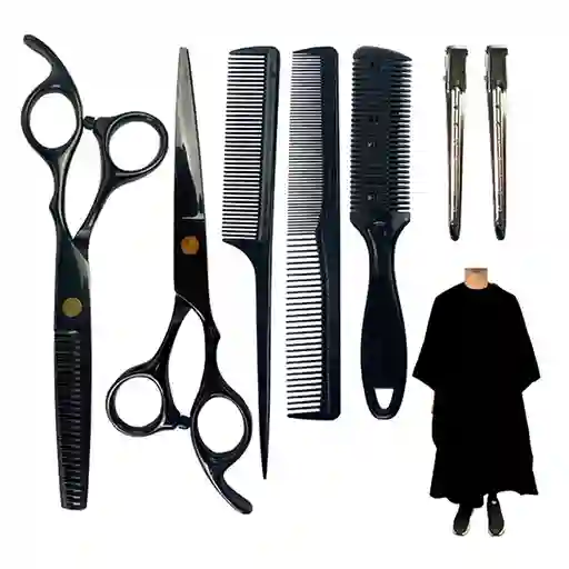 Pack Barbería Corte Cabello Tijeras Capa Peines Pinzas