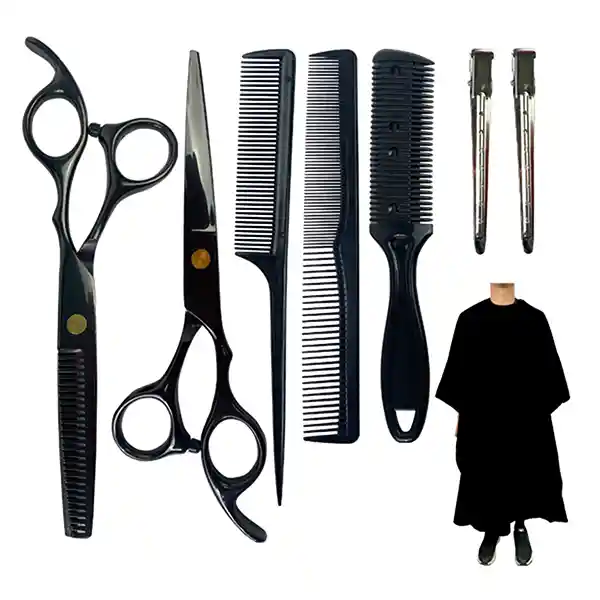 Pack Barbería Corte Cabello Tijeras Capa Peines Pinzas