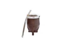 Mate Cuero Algarrobo Marrón Mas Bombilla