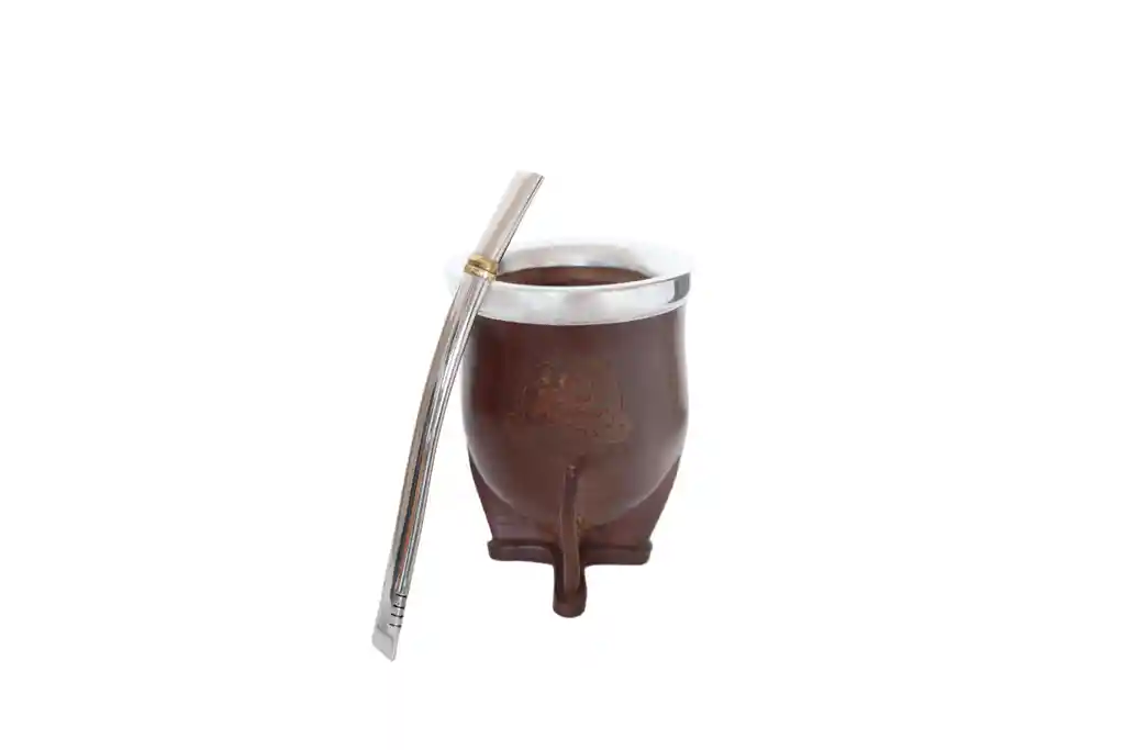 Mate Cuero Algarrobo Marrón Mas Bombilla