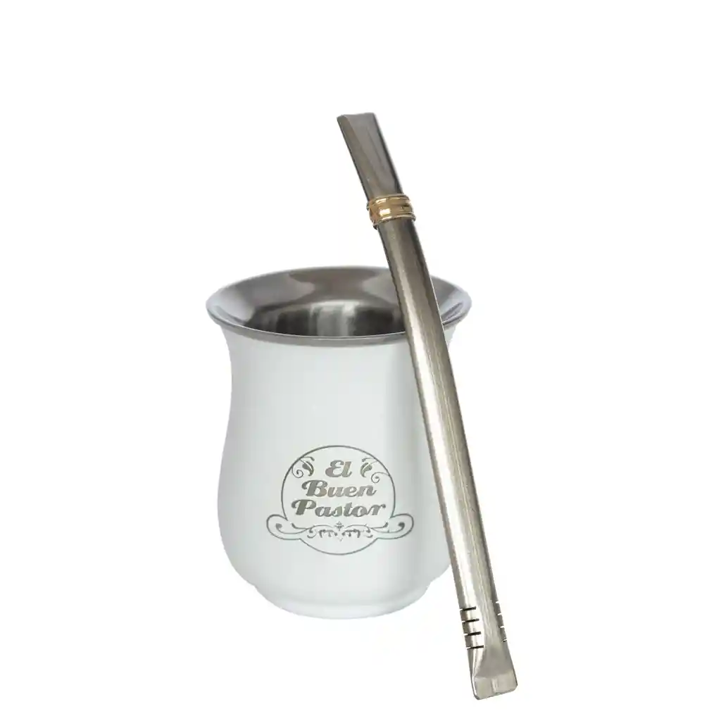 Mate Copihue Grande Acero Inox Mas Bombilla