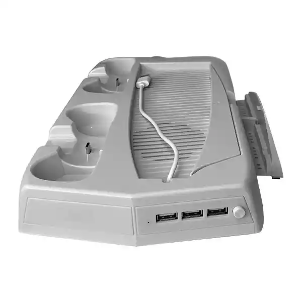 Base Cargador Ps5 Controles Y Soporte Consola Con Ventilador Blanco