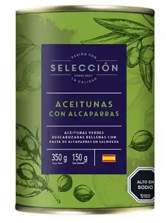 Selección Aceitunas Con Alcaparras 350 Gramos. Marcaorigen Espana