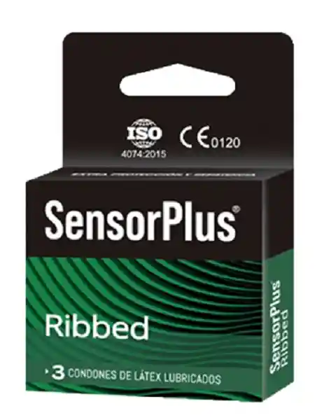 Condon Sensor Plus Ribbed - Caja 3 Unidades