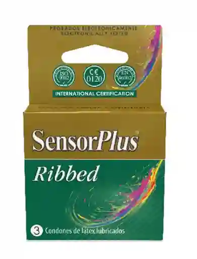 Condon Sensor Plus Ribbed - Caja 3 Unidades