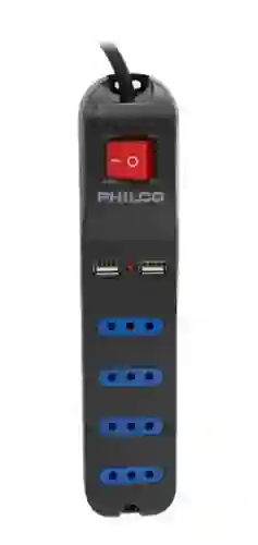Extension Philco 4 Posiciones + 2 Usb 1.5mt