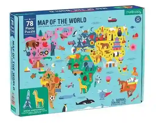Mudpuppy Puzzle Geografía Mapa Del Mundo 78 Piezas