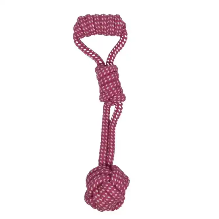 Jugete De Algodon Cuerda De Masticar Con Pelota Rosa