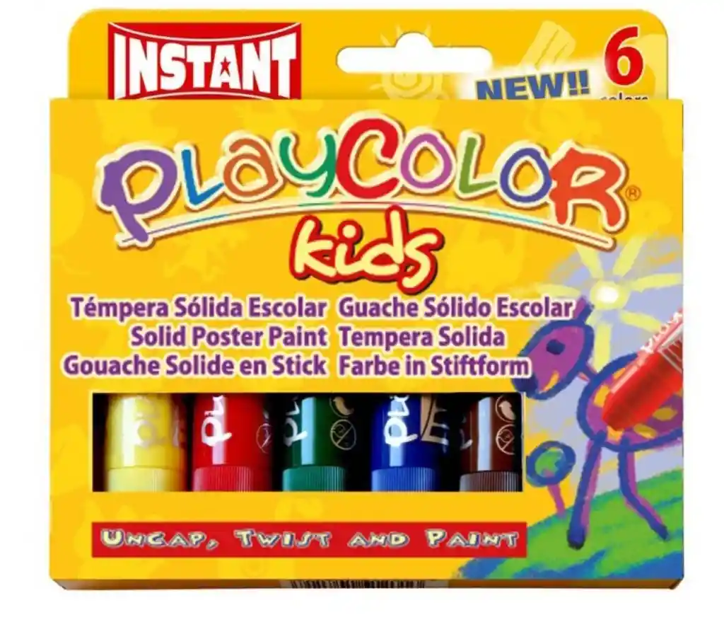 Tempera Solida Escolar 6 Colores