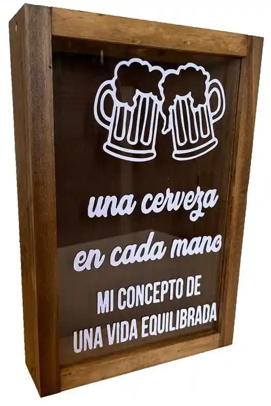 Cuadro Decorativo Guarda Corchos Tamaño S Una Cerveza En Cada Mano, Mi Concepto De Vida Equilibrada