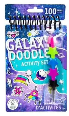 Fashion Angels Activity Set Compact Portfolio Galaxy Doodle + Star Crayons