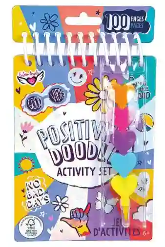 Fashion Angels Activity Set Compact Portfolio Positivity Doodle + Heart Crayons