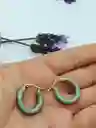 Argollas Hoop Medianas Chapados En Oro 14k Verde Menta