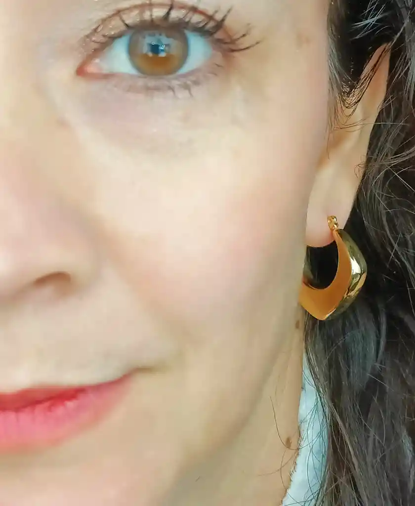 Aros Chunky Rombo Minimalista Chapado En Oro