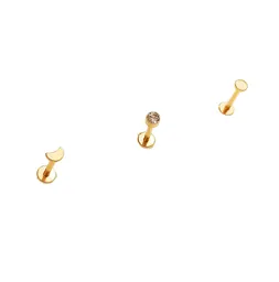 Set Piercing Chapado En Oro 18k Nostril Labret Set Luna Pack