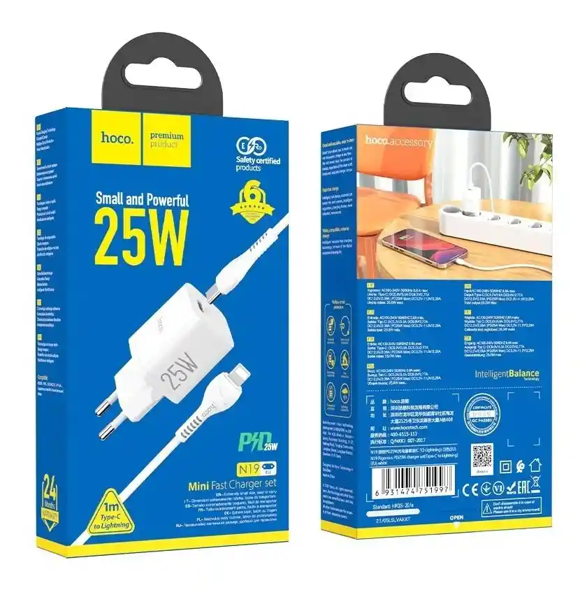 Cargador Tipo C A Ligthing De 25w Carga Súper Rápida