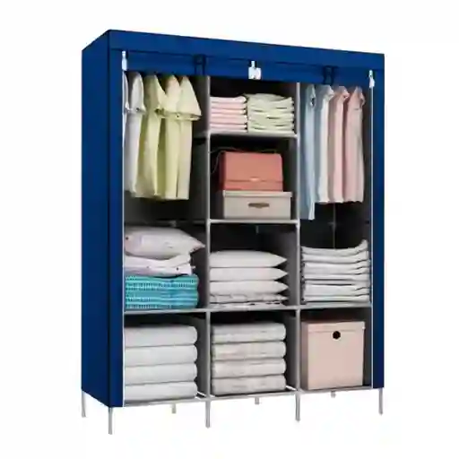 Closet Organizador Armable De Tela Azul 3 Cuerpos