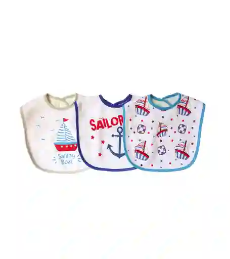 Set De 3 Baberos Impermeables Talla Xl Celeste