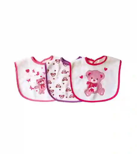 Set De 3 Baberos Impermeables Talla Xl Rosado