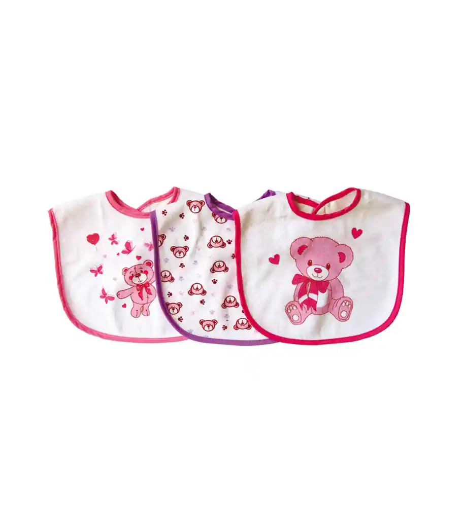 Set De 3 Baberos Impermeables Talla Xl Rosado