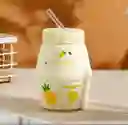 Taza Estilo Botella Leche Diseño Frutas Con Bombilla Piña