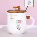 Taza De Cerámica Diseño Gato Pusheen Con Tapa Modelo A