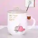 Taza De Cerámica Diseño Gato Pusheen Con Tapa Modelo B