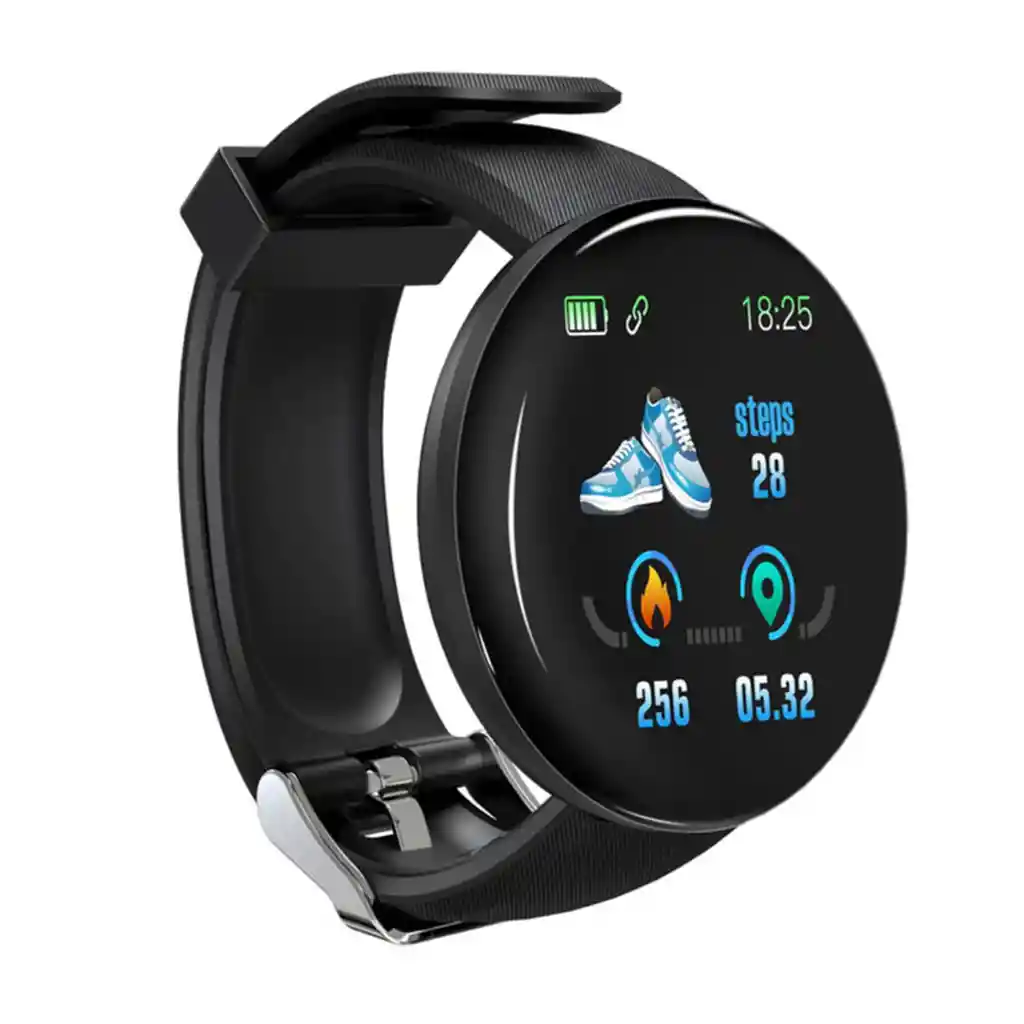 Reloj Smart Band Carga Usb Redondo Negro