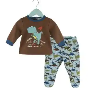 Pijama De Franela Dinosaurio 0-3m