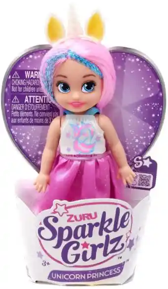 Zuru Sparkle Girlz Mini Muñeca Princesa Unicornio Pelo Rosado 12cm