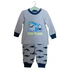 Pijama De Algodón Tiburón 9-12m