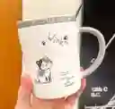 Taza De Cerámica Diseño Gatos Con Tapa Gris Modelo B