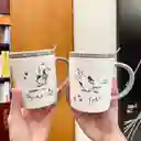 Taza De Cerámica Diseño Gatos Con Tapa Gris Modelo C