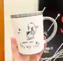 Taza De Cerámica Diseño Gatos Con Tapa Gris Modelo C