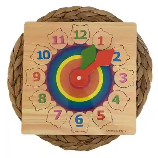 Reloj De Madera Didáctico Montessori Con Encajes Para Bebés Y Niños
