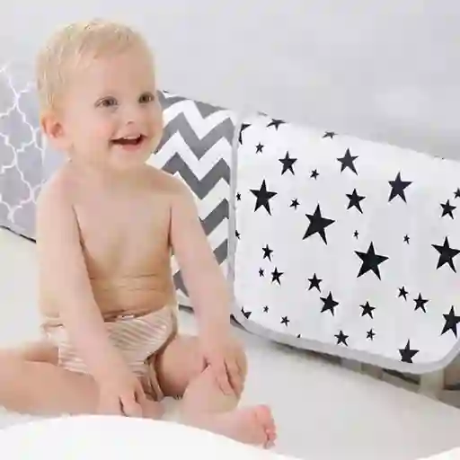 Mudador O Cambiador Portátil Para Bebé Impermeable Con Diseño Estampado De Estrellas
