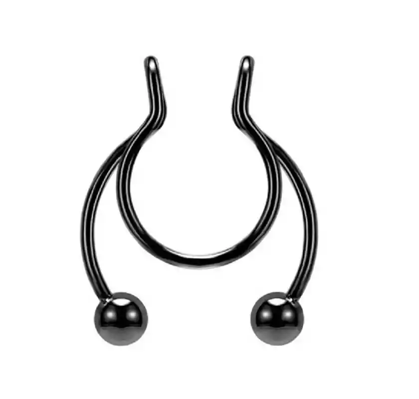 Piercing Acero Nariz Labios Sin Hoyos Septum Sin Perforacion Negro