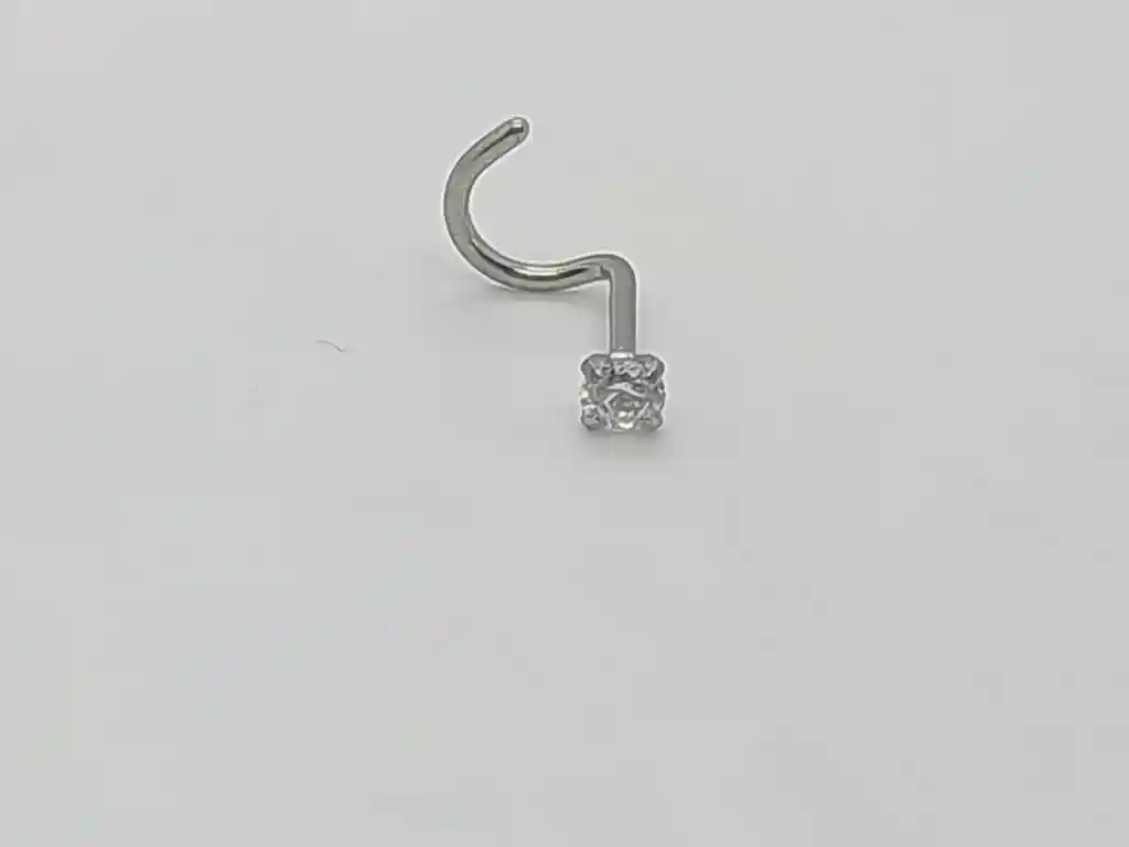 Set (04) De Piercing Acero Quirúrgico Zirconia Nariz Boca Oreja Forma Curva