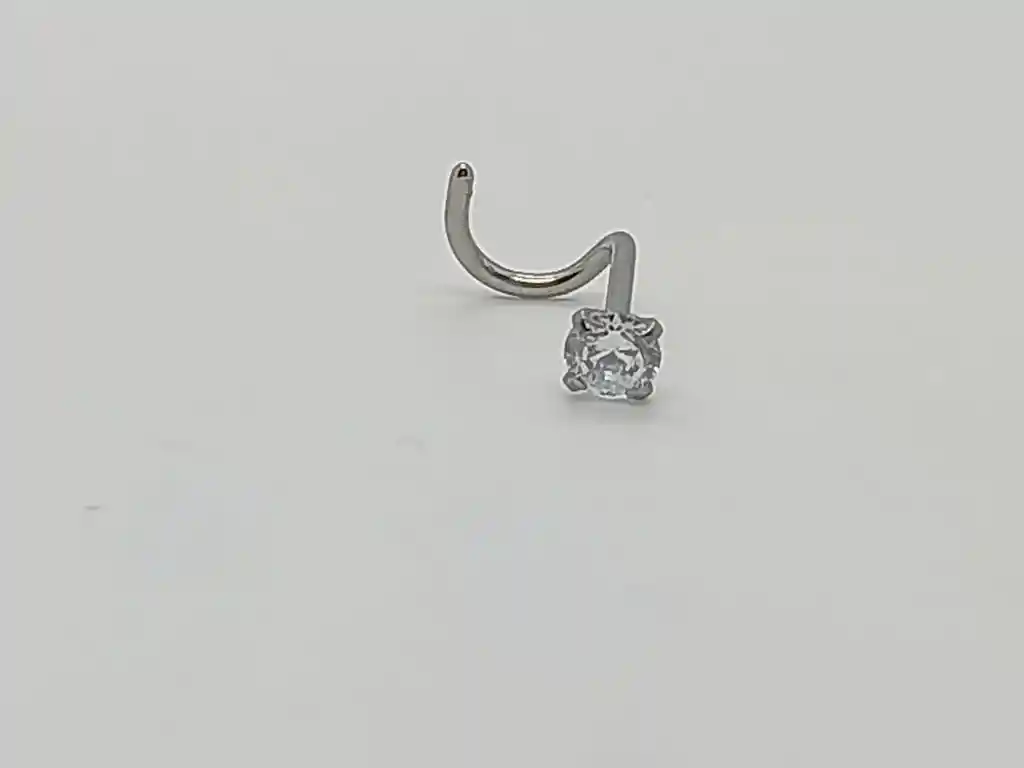 Set (04) De Piercing Acero Quirúrgico Zirconia Nariz Boca Oreja Forma Curva