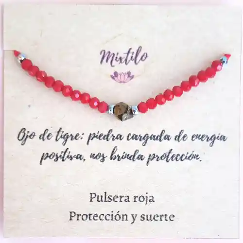 Pulsera Roja Con Ojo De Tigre