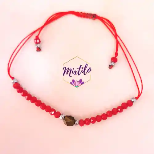 Pulsera Roja Con Ojo De Tigre