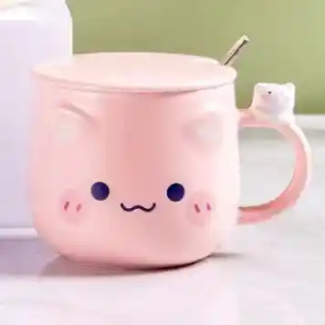 Taza De Cerámica Diseño Gatitos Kawaii De Colores Rosa