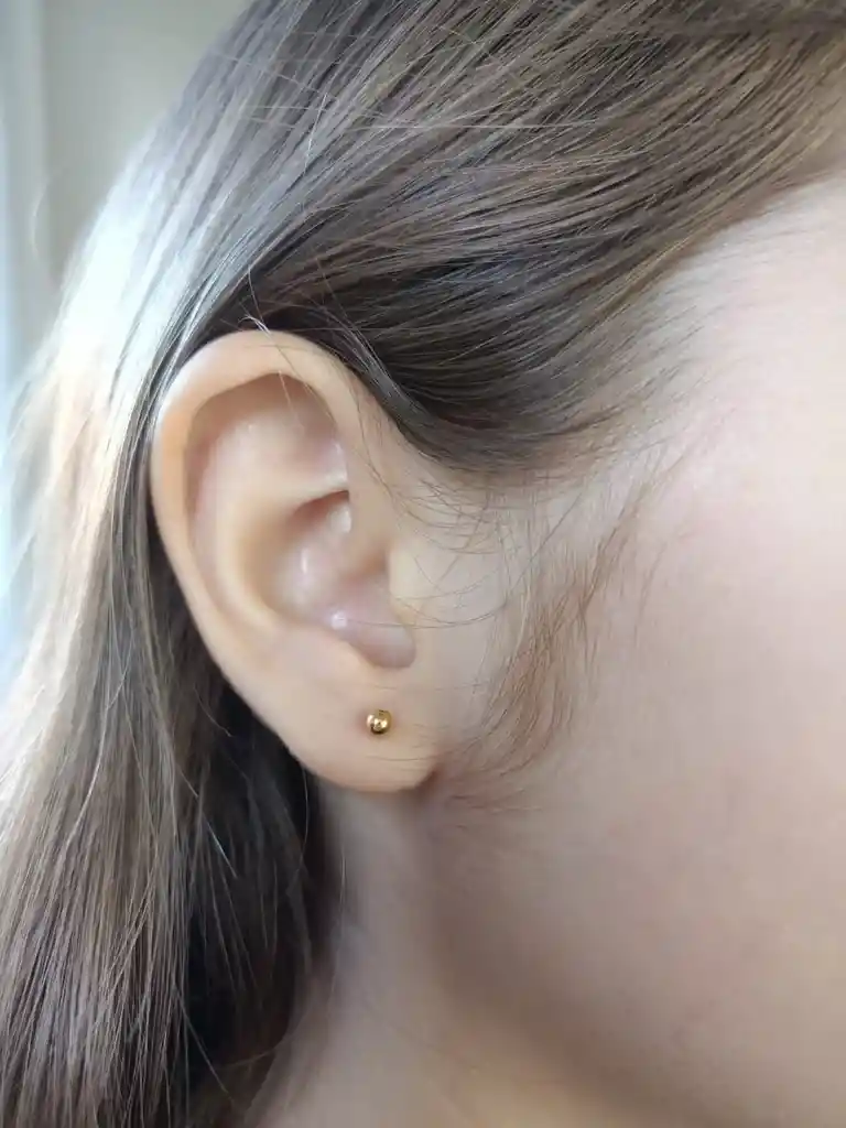 Aros Abridores De Bebe Forma De Bolita 3mm Enchapado En Oro 18k